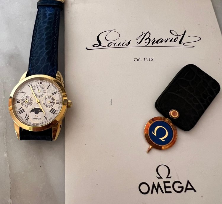 Omega Louis Brandt Calendario Perpetuo Garanzia Cinturino Correttore Originali Uniproprietario