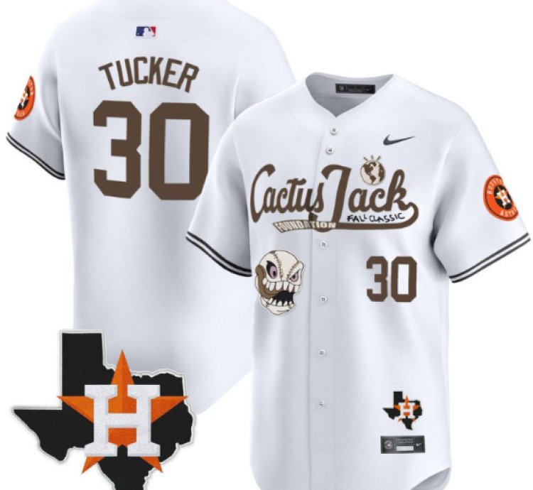 Kyle Tucker 30 Houston Astros Cactus Jack Foundation Fall Classic Limited Jersey White