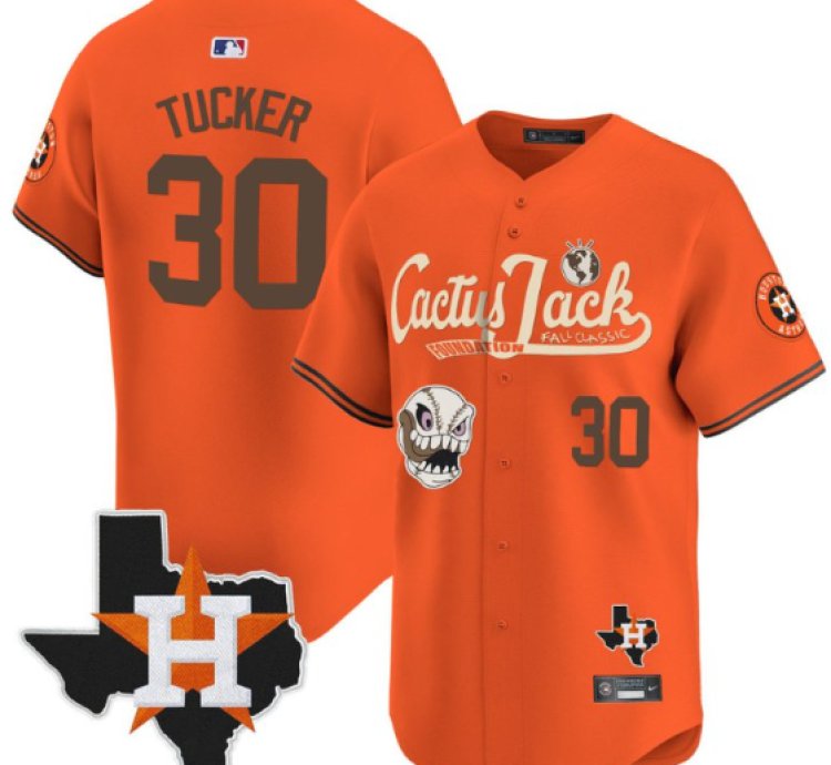 Kyle Tucker 30 Houston Astros Cactus Jack Foundation Fall Classic Limited Jersey Orange