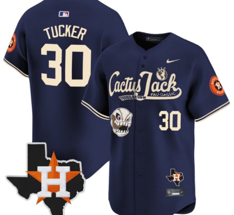 Kyle Tucker 30 Houston Astros Cactus Jack Foundation Fall Classic Limited Jersey Navy