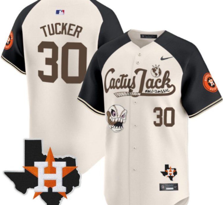 Kyle Tucker 30 Houston Astros Cactus Jack Foundation Fall Classic Limited Jersey Cream Alterante