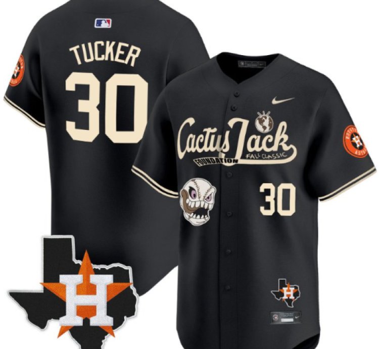 Kyle Tucker 30 Houston Astros Cactus Jack Foundation Fall Classic Limited Jersey Black