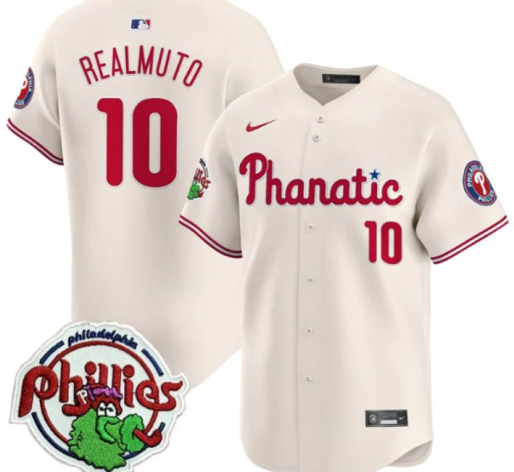 Jtrealmuto Jersey 10 Phillies Phanatic Patch Vapor Premier Limited Stitched Cream