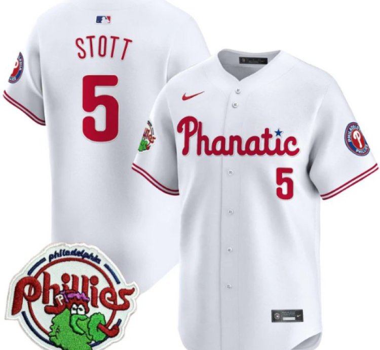 Bryson Stott Jersey 5 Phillies Phanatic Patch Vapor Premier Limited Stitched White