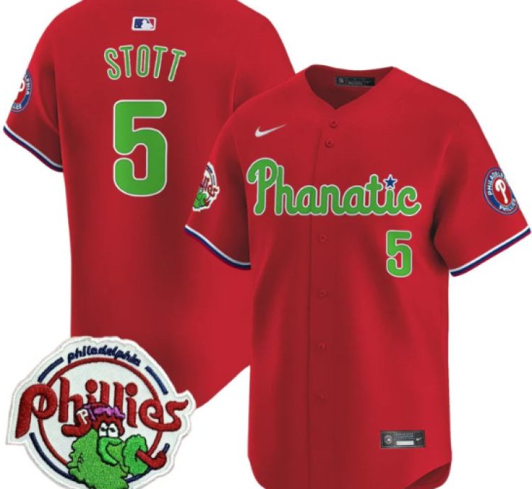 Bryson Stott Jersey 5 Phillies Phanatic Patch Vapor Premier Limited Stitched Red