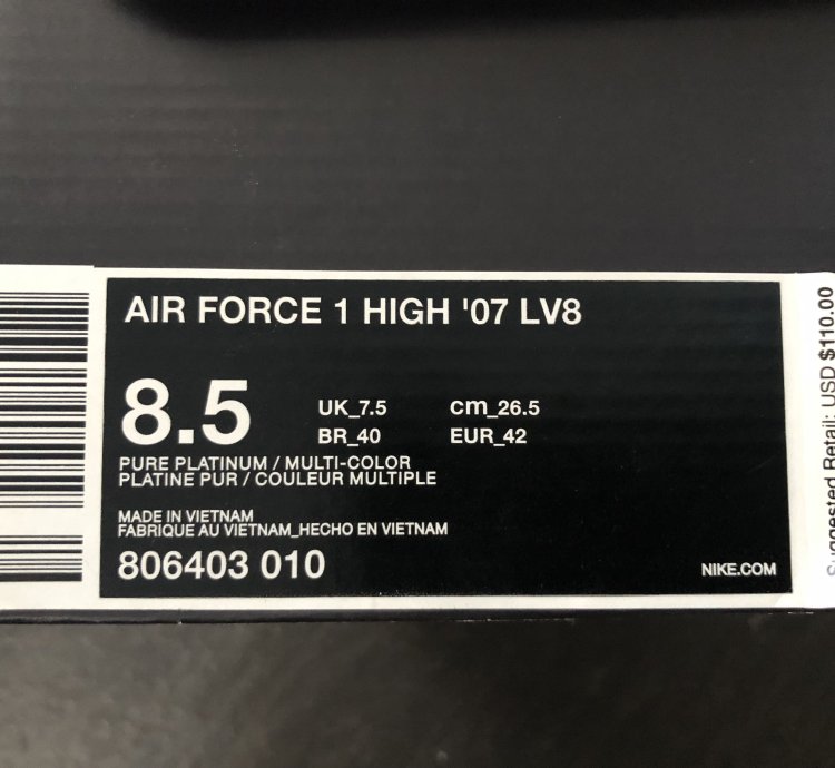 Air Force 1 High 07 Lv8 Pure Platinum