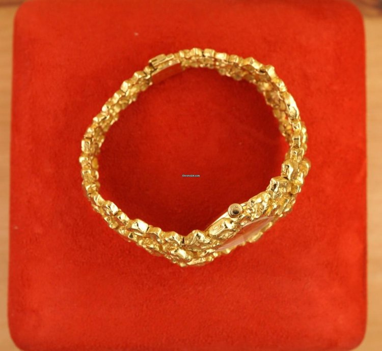 Omega Nugget Gilbert Albert Pave Or Asymmetric Naturalistic Ladies-bracelet Rare