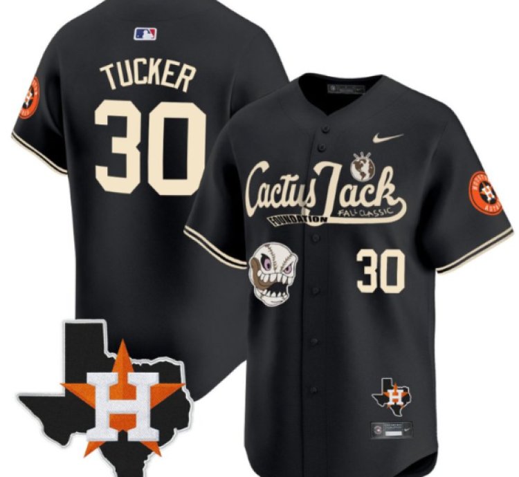 Kyle Tucker 30 Houston Astros Cactus Jack Foundation Fall Classic Black Limited Jersey