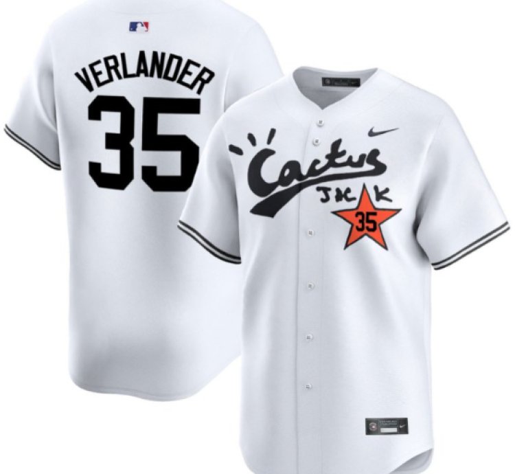 Justin Verlander 35 Houston Astros Cactus Jack White Jersey V2
