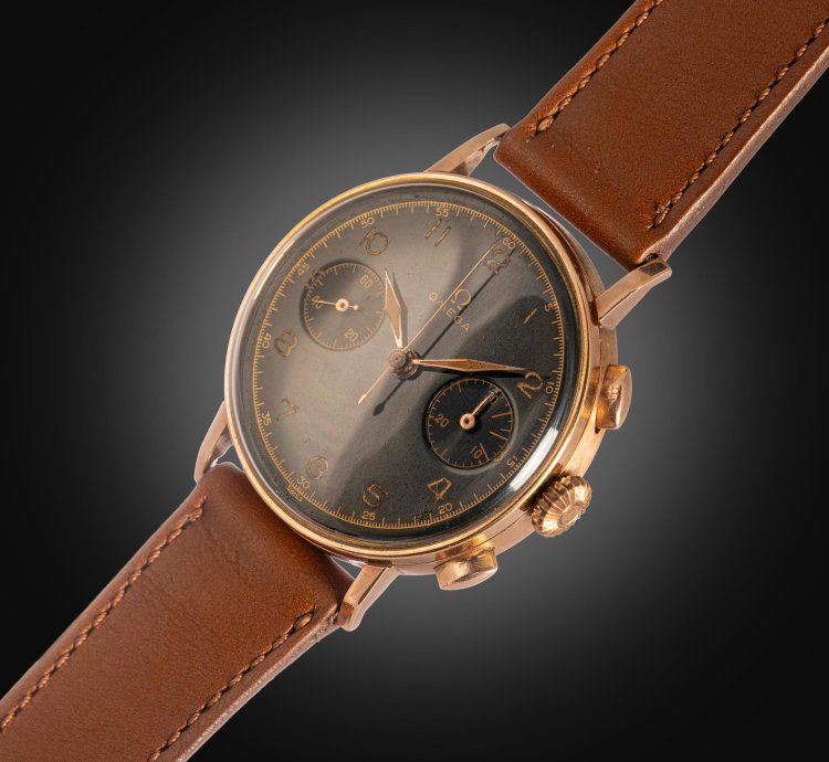 Omega Rare 1940s Chronograph 33 3 Black Glossy Radium Dia