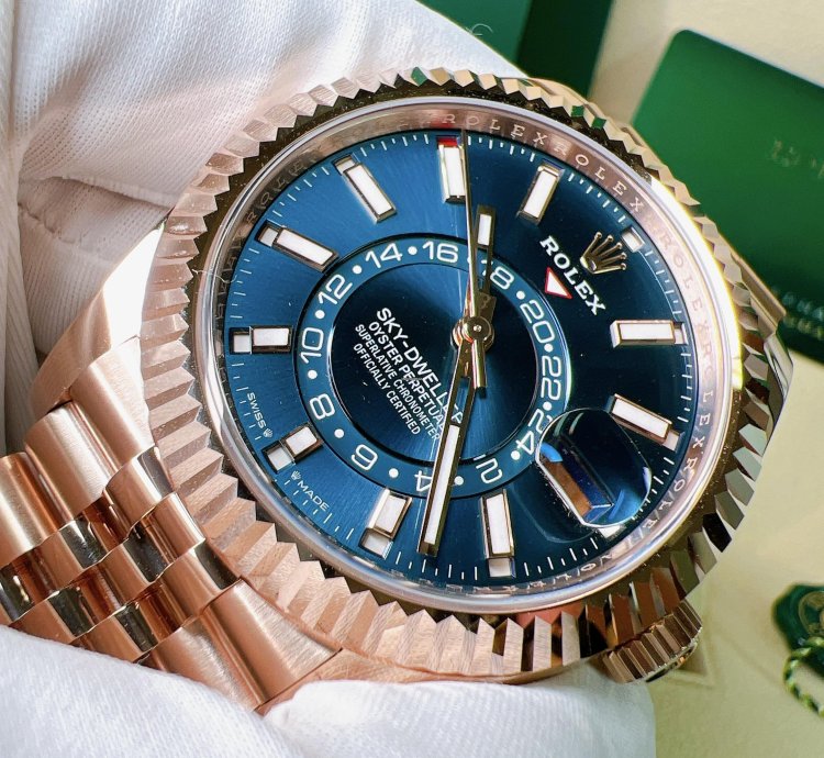 Rolex Sky-dweller 2024 New Sky-dweller Everose Gold Blue Green Jubilee