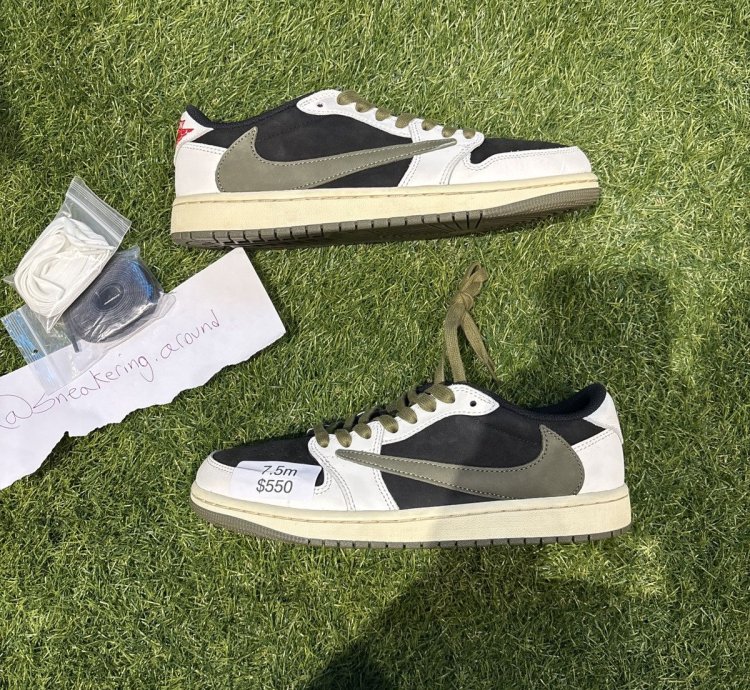Worn 10x Travis Scott Jordan 1 Low Olive Size 9w 7 5m