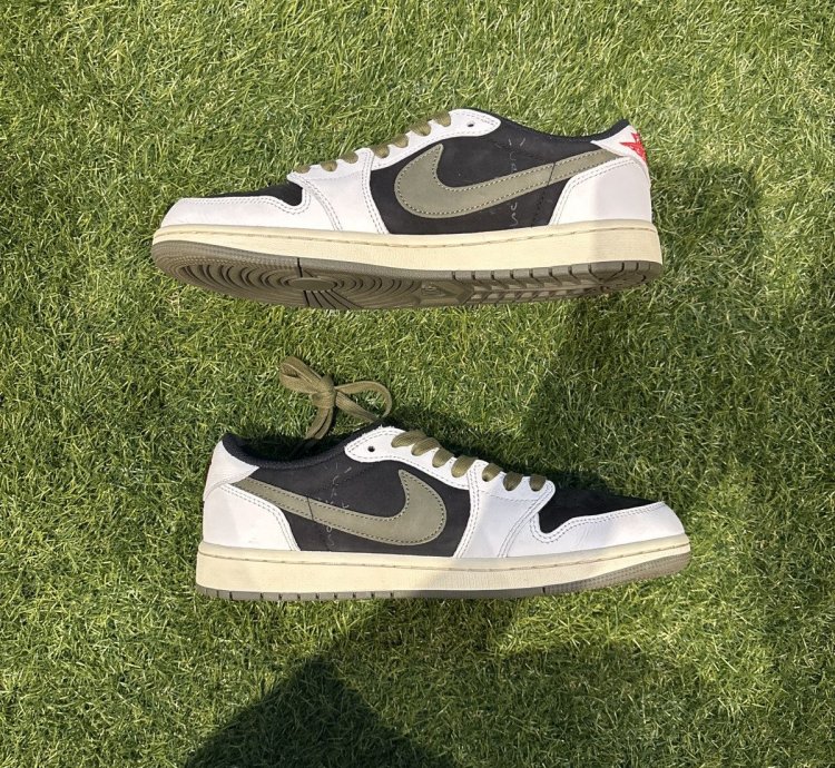 Worn 10x Travis Scott Jordan 1 Low Olive Size 9w 7 5m