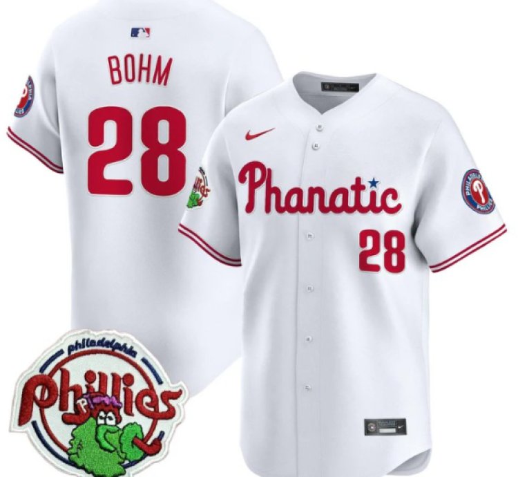 Alec Bohm Jersey 28 Phillies Phanatic Patch Vapor Premier Limited Stitched White