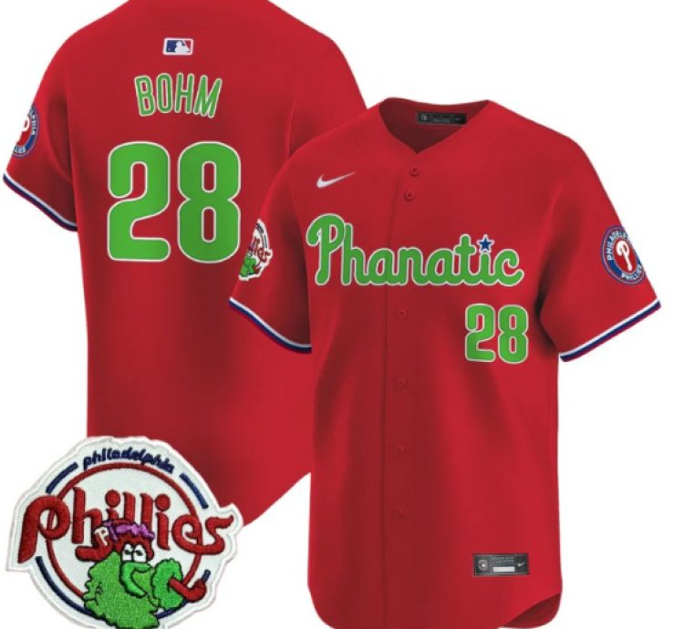 Alec Bohm Jersey 28 Phillies Phanatic Patch Vapor Premier Limited Stitched Red