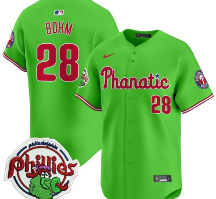 Alec Bohm Jersey 28 Phillies Phanatic Patch Vapor Premier Limited Stitched Green