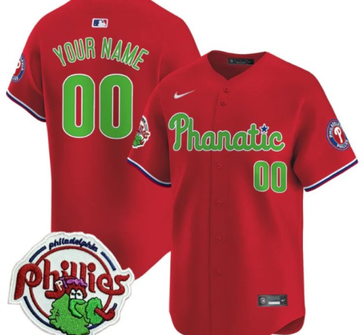 Custom Phillies Jersey Phanatic Patch Vapor Premier Limited Stitched Red
