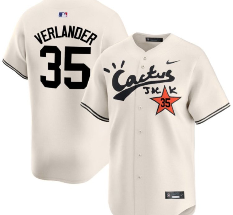 Justin Verlander 35 Cactus Jack Foundation Fall Jersey Cream Alternate