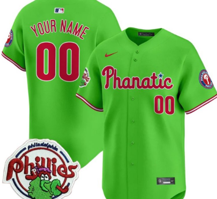 Custom Phillies Jersey Phanatic Patch Vapor Premier Limited Stitched Green