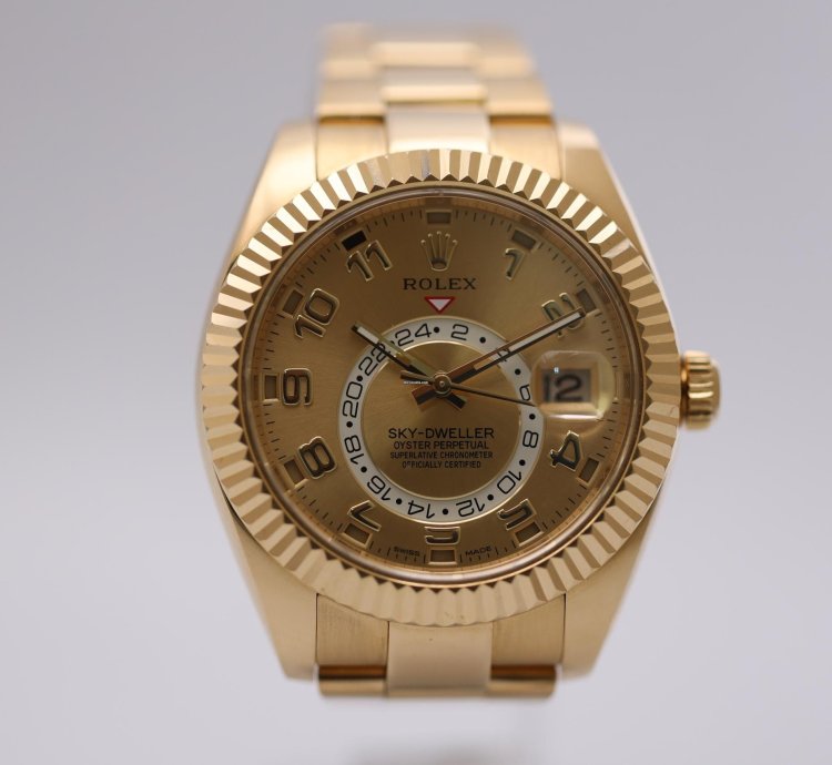 Rolex Sky-dweller 2017 Skydweller Yellow Gold Champange Arabic Dial 326938