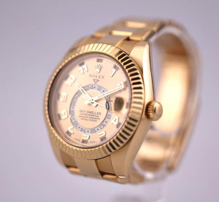 Rolex Sky-dweller 2017 Skydweller Yellow Gold Champange Arabic Dial 326938