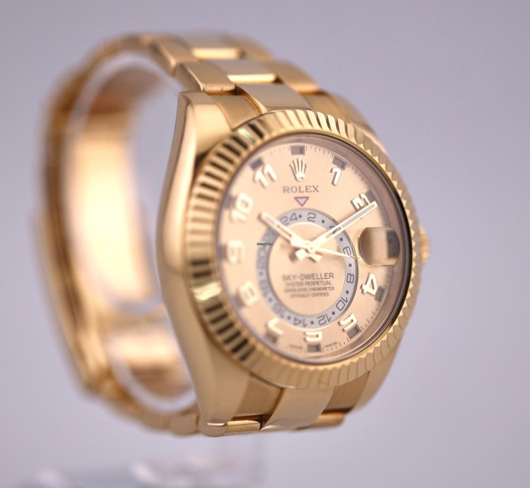 Rolex Sky-dweller 2017 Skydweller Yellow Gold Champange Arabic Dial 326938