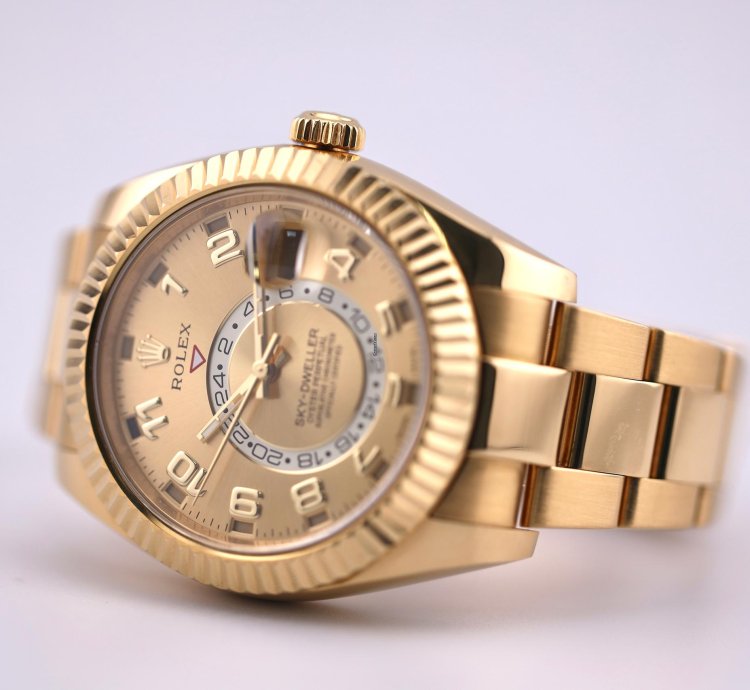 Rolex Sky-dweller 2017 Skydweller Yellow Gold Champange Arabic Dial 326938