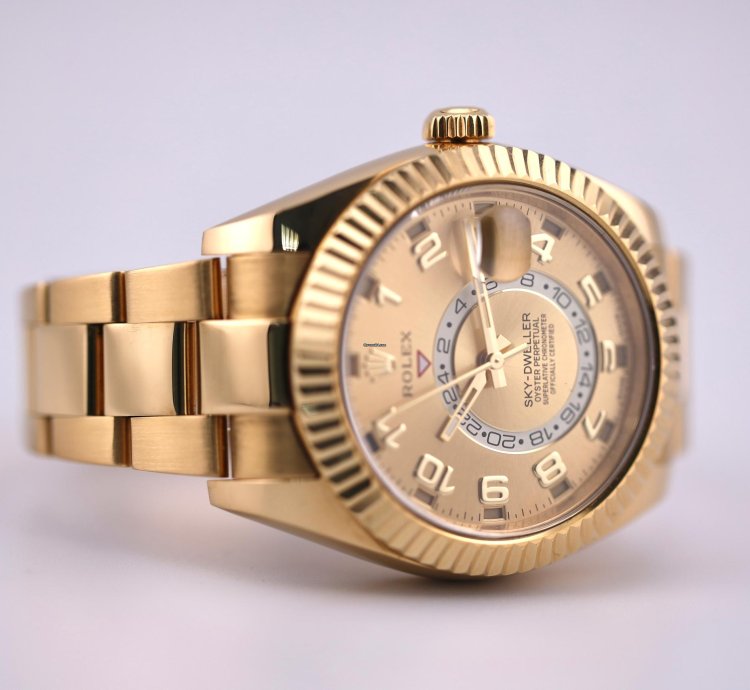 Rolex Sky-dweller 2017 Skydweller Yellow Gold Champange Arabic Dial 326938