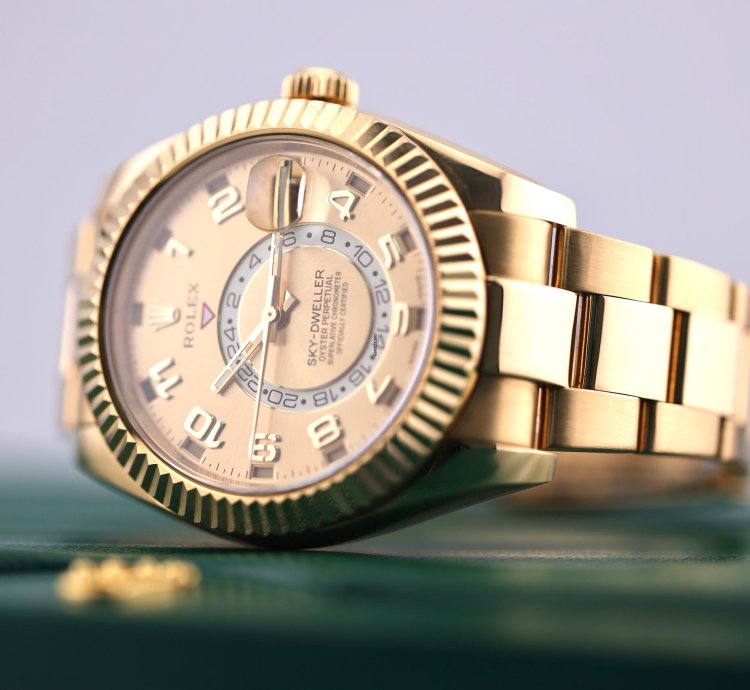Rolex Sky-dweller 2017 Skydweller Yellow Gold Champange Arabic Dial 326938