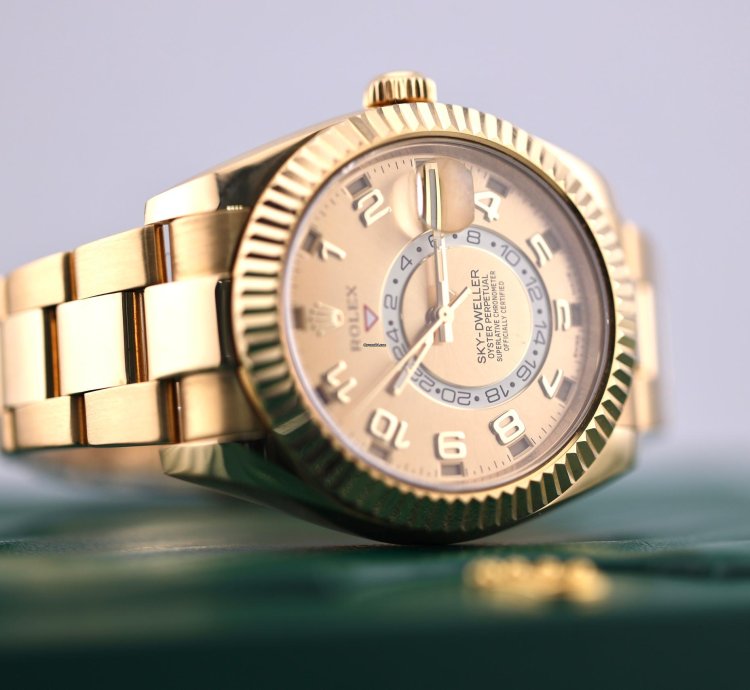 Rolex Sky-dweller 2017 Skydweller Yellow Gold Champange Arabic Dial 326938