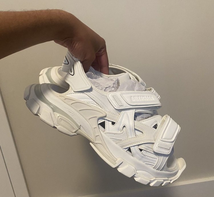Balenciaga Track Sandals - Frost White