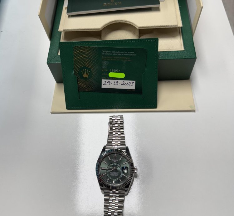 Rolex Sky-dweller 2023 White Gold And Steel Mint Green Dial Jubile Brazalet
