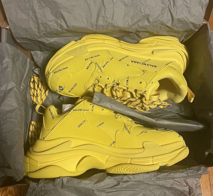 Balenciaga Triple Allover Logo Yellow Black