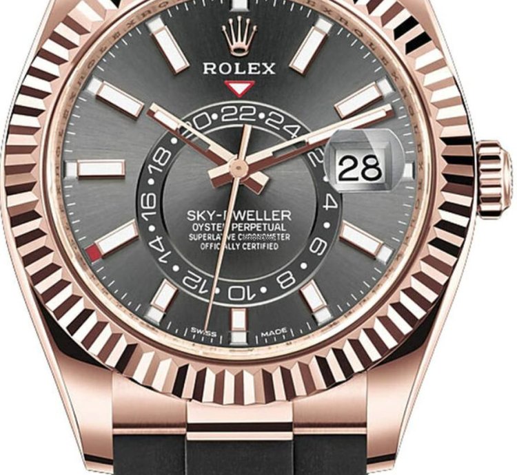 Rolex Sky-dweller 326235 Sky-dweller Rose Gold Rhodium Gray Dial Oysterflex