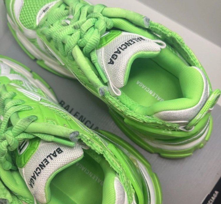 Balenciaga Upper Mesh Rubber Runner In Fluo Green White