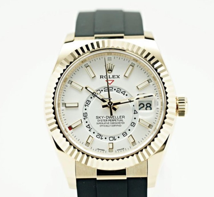 Rolex Sky-dweller 326238 Oyster Flex Wei 2022 Neu Full Set