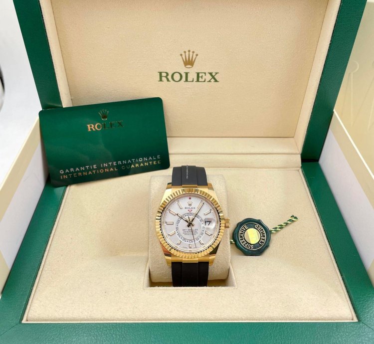 Rolex Sky-dweller 326238 Yellow Gold White Dial Oysterflex Unworn 2023