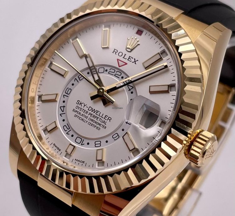 Rolex Sky-dweller 326238 Yellow Gold White Dial Oysterflex Unworn 2023