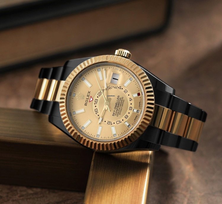 Rolex Sky-dweller 326933 Oyster Band Black Pvd Dlc Coated 18k Gold Steel Watch