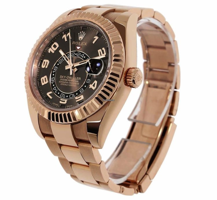 Rolex Sky-dweller 326935 18k Rose Gold Chocolate Arabic Dial 42 Mm