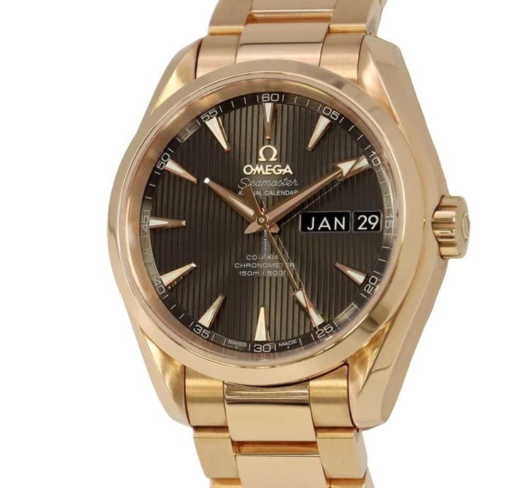 Omega Seamaster Aqua Terra 150m 38 5mm K18 Red Gold Gray Dial