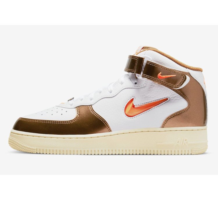 Air Force 1 Mid Qs White Total Orange-ale Brown Dh5623-100