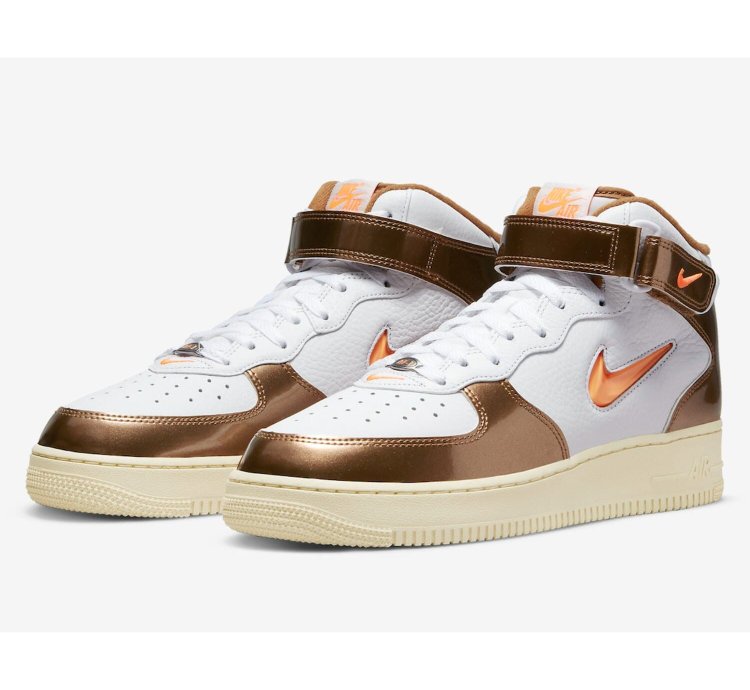Air Force 1 Mid Qs White Total Orange-ale Brown Dh5623-100