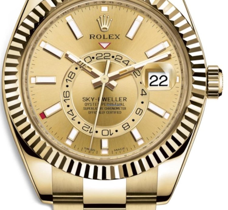 Rolex Sky-dweller 326938 Sky-dweller 42mm 18k Yellow Gold Champ Stick Dial