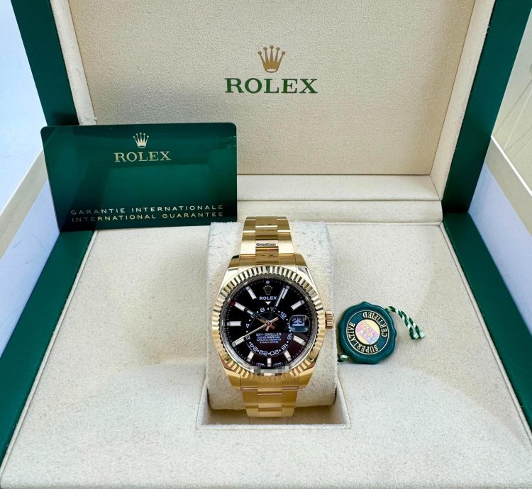 Rolex Sky-dweller 326938 Yellow Gold Black Dial Unworn 2023