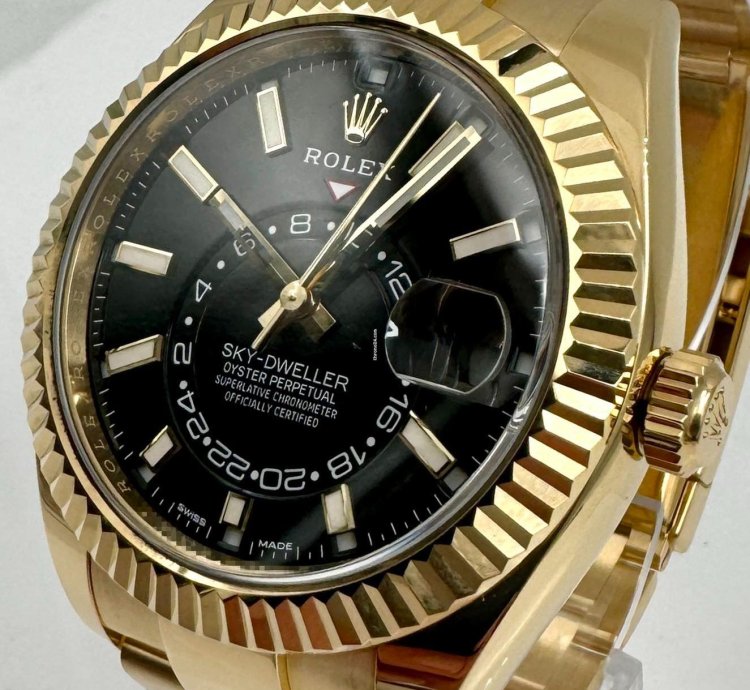 Rolex Sky-dweller 326938 Yellow Gold Black Dial Unworn 2023