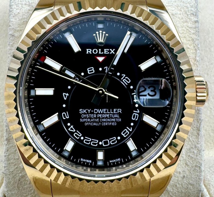 Rolex Sky-dweller 326938 Yellow Gold Black Dial Unworn 2023