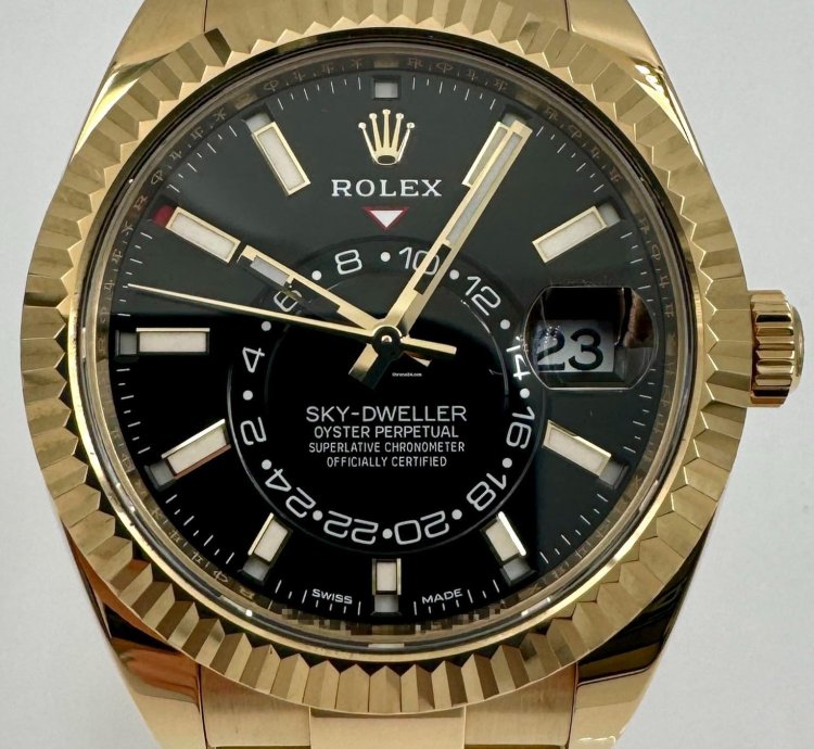 Rolex Sky-dweller 326938 Yellow Gold Black Dial Unworn 2023