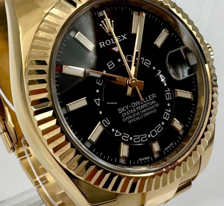Rolex Sky-dweller 326938 Yellow Gold Black Dial Unworn 2023