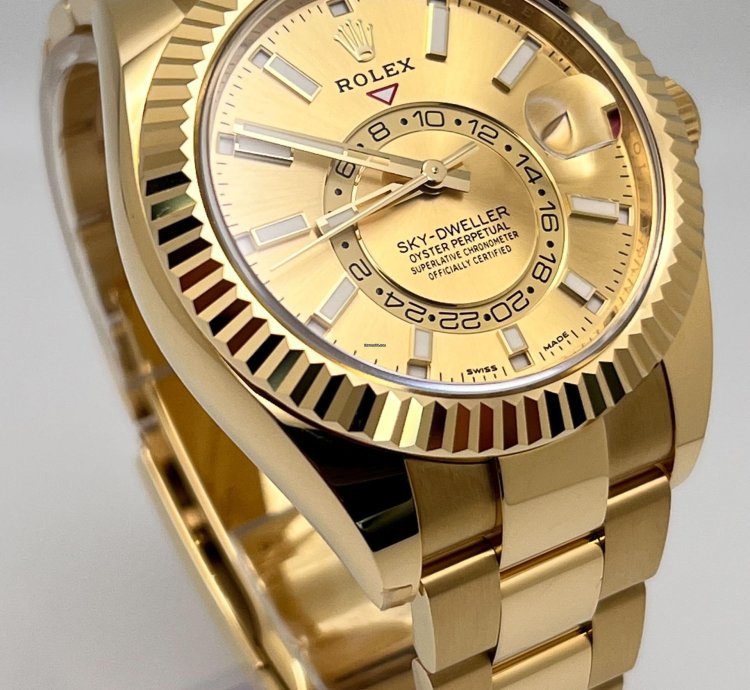 Rolex Sky-dweller 326938 Yellow Gold Champagne Dial